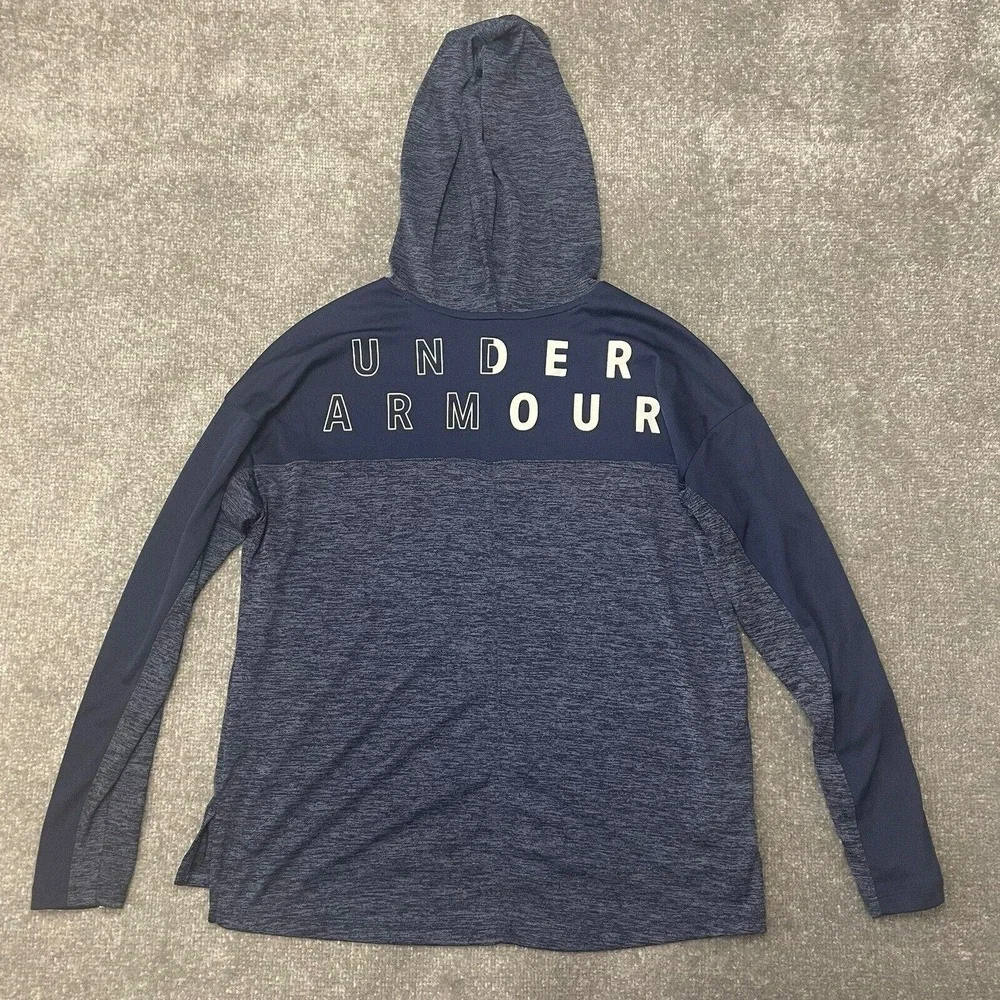 Under Armour Shirt Mens Small Blue Heat Gear Loose Fit Lightweight Hoodie